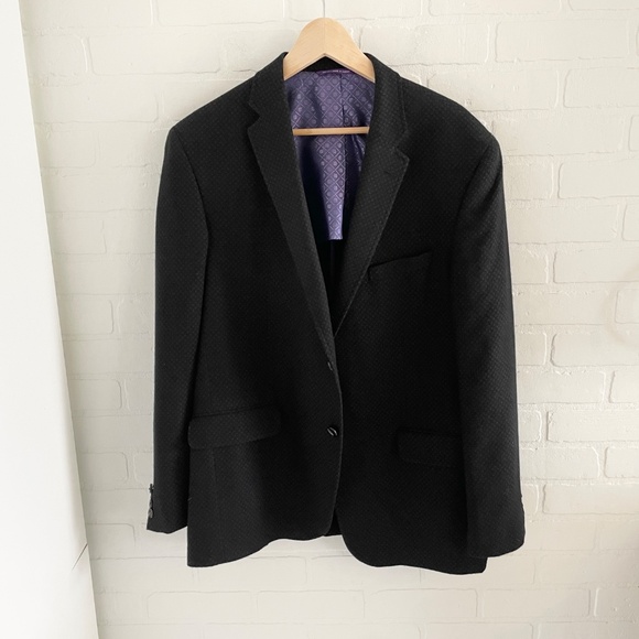 Ted Baker Men’s Blazer Endurance Terrance SPJ Wool Cashmere Tweed Black 46R - Picture 2 of 12